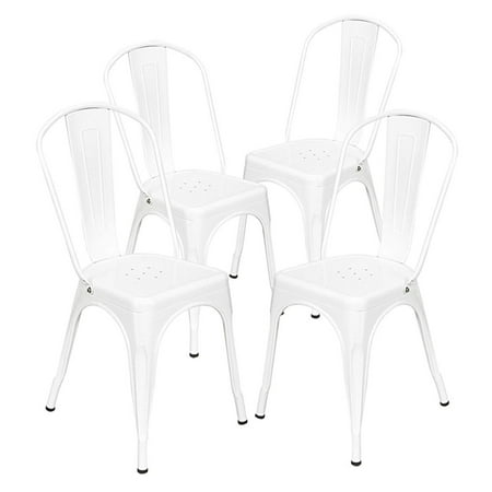 Industrial Tables For Restaurants 4pcs Industrial Style Iron Sheet Chair X-type Bracket Steel Chair for Restaurants Pubs Cafes (White) ()