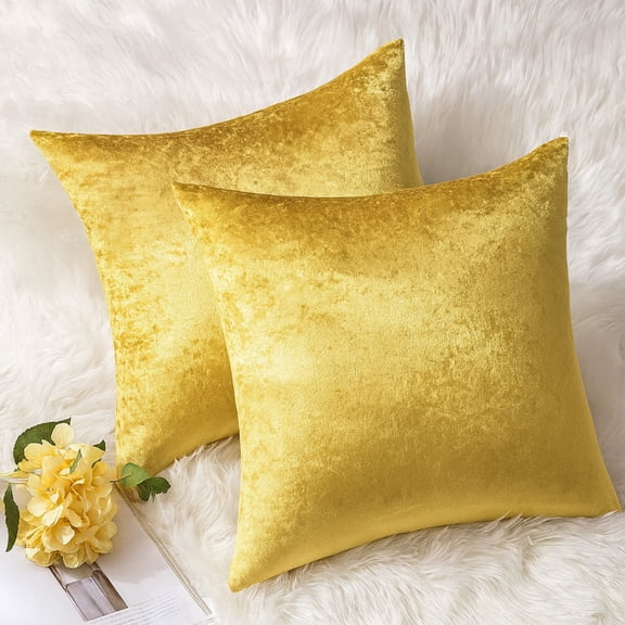 Luxury Velvet Decorative Throw Pillow Covers 2-Pack, Soft Plush Cushion Cases for Couch Sofa Bedroom Living Room Home Décor (Cover Only)