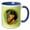 Blue/White, variant on 3drose, Im Praying That Youll Be My Valentine Greeting with Praying Mantis Art, 15oz Two-tone Red Mug