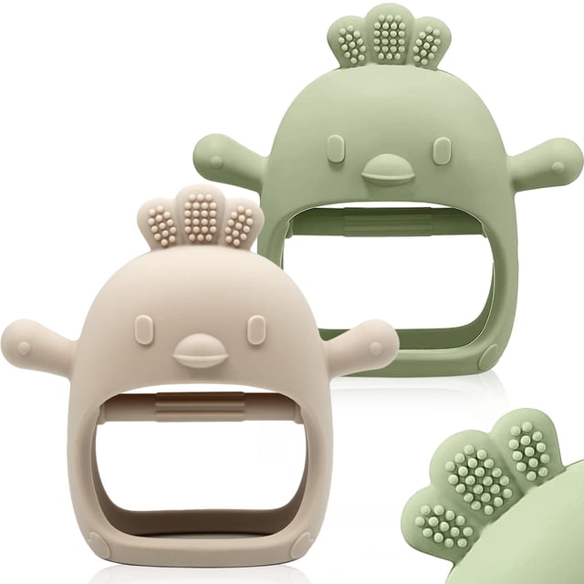 Manoplas de silicona ChookaChoo de Teething Toy para bebés de 0 a 6, 6 a 12 meses, paquete de 2