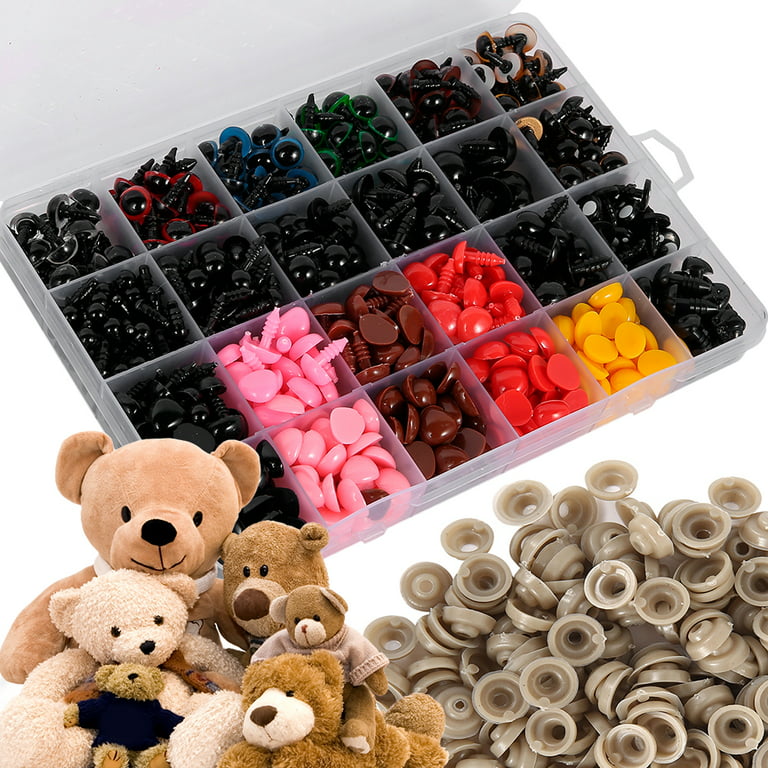 270pcs Safety Eyes and Noses Black Plastic Eyes and Teddy Bear Nose with Washers for Doll Making for Crafts