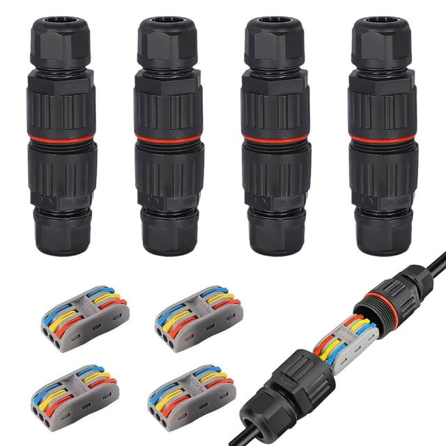 Conector de caja de conexiones impermeable IP68 de 3 pines, 4 piezas, andefu
