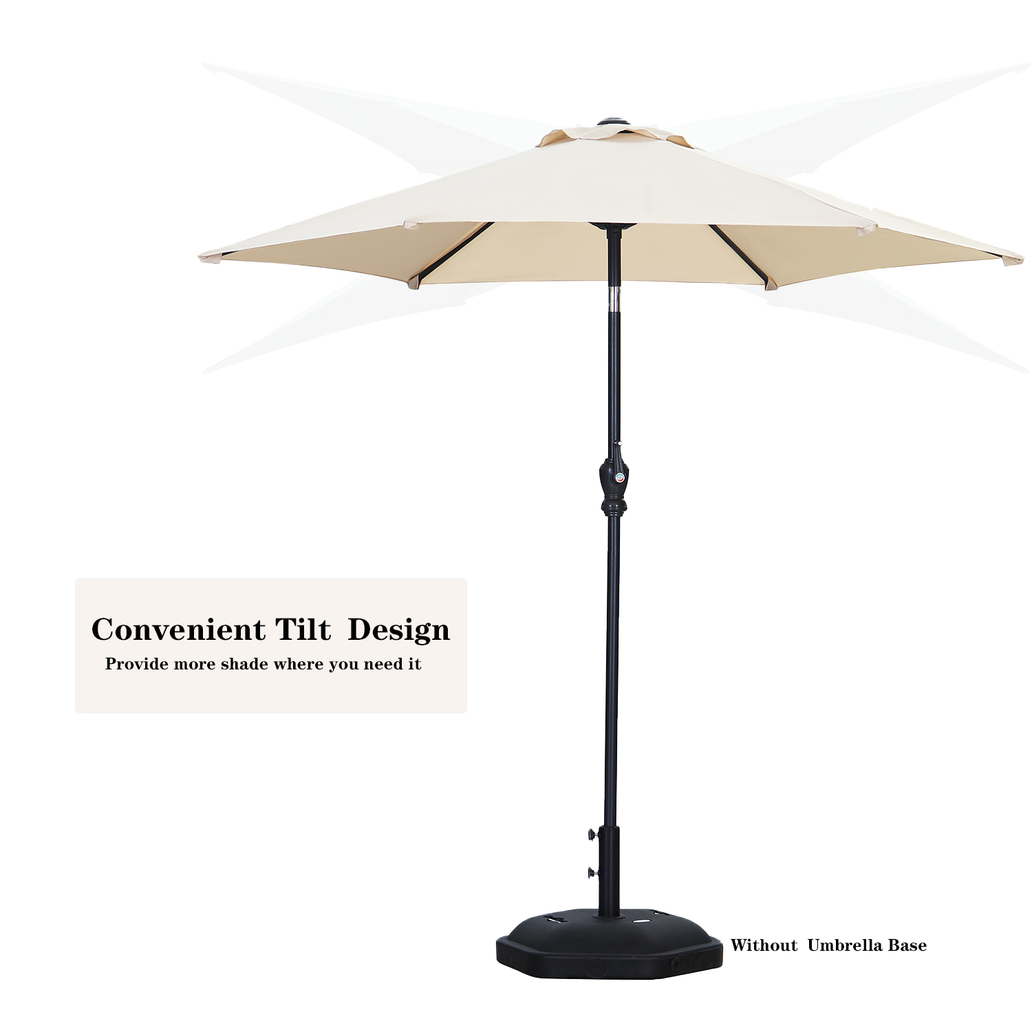 Ainfox 7.5ft Beige Outdoor Market Patio Umbrella with Push Button Tilt and Crank, Waterproof UV Protection