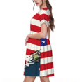 thumbnail image 2 of Fotbe Robe Motif Astronaute Américain, Mode Décontractée, Manches Courtes, Robe Maxi, Robe T-Shirt Rayée, Longue Robe Maxi à Blocs de Couleur, 2 of 6