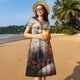 thumbnail image 4 of Easygdp Romantic Flower Fox Couple para Vestido Transpirable de Mujer, Vestido Suelto de Manga Corta con Pliegues y Bolsillos para el Verano, 4 of 6