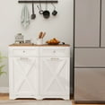 thumbnail image 4 of Gymax Tilt Out Trash Can Cabinet w/ Outlets 2 Drawers Adjustable Shelf Anti-Tipping Kit White & Walnut, 4 of 10