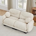 thumbnail image 4 of AENKYO 82" Modular Sofa, Cozy Chenille 2-Seater Loveseat w/ Pleated Design, Deep Seat Foam Couch & 2 Pillows, Beige, 4 of 8
