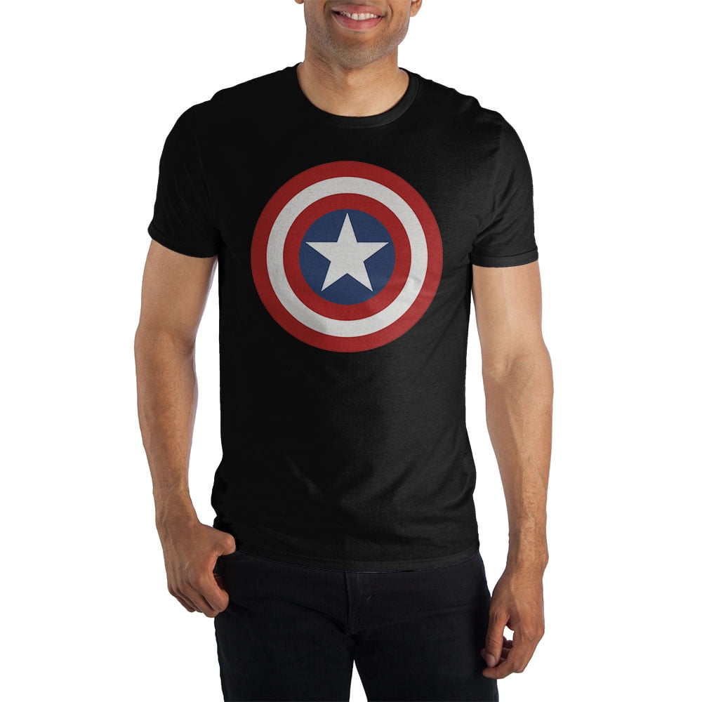 Marvel Captain America Logo Black Shield Mens T Shirt