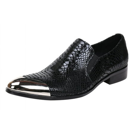Santimon Men Genuine Leather Dress Shoes Printed Patent Oxford Shoes Irregular 11 US