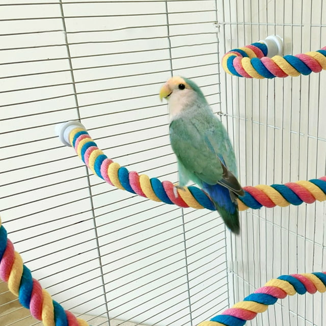 Rope Perch, Comfortable Cotton Rope Multipurpose Colorful Rope Perches Toy for Parakeets for Small Medium Parrots S 9.6in,M 16.3in,L 23.6in