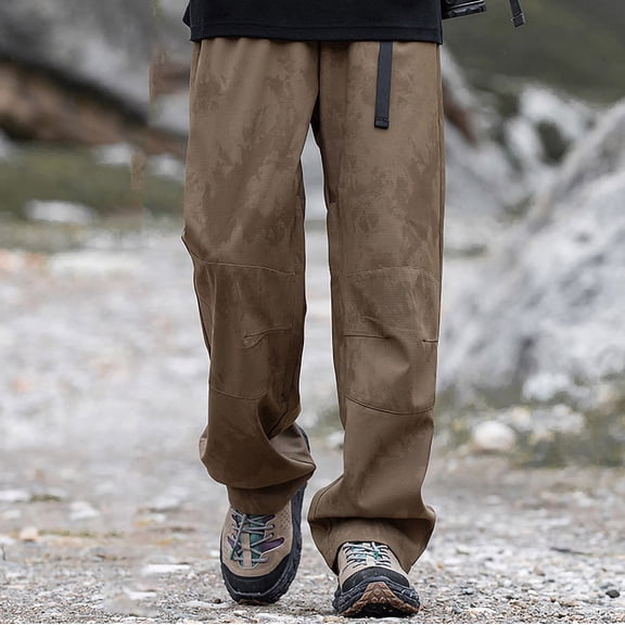 Elvqul Cargo Pants for fMen Mens Work Pants Pants Hiking Multi Pockets Elastic Cotton Trousers for Men Solid