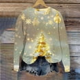 thumbnail image 6 of ClodeEU Women's Shining Christmas Tree Print Shirts,Casual Long Sleeve Round Neck Top,Loose Fit Trendy Clothes Gold,Womens Plus L, 6 of 8