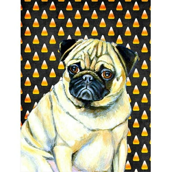 11 x 15 in. Pug Candy Corn Halloween Portrait Garden Size Flag