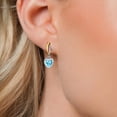 thumbnail image 3 of Gem Stone King 925 Silver and 10K Yellow Gold Swiss Blue Topaz Earrings for Women | 1.90 Cttw | Gemstone November Birthstone | Heart Shape 6MM, 3 of 6