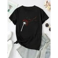 thumbnail image 2 of Motif Cœur de Pissenlit Imprimé Mode Femme Col Rond Manches Courtes, T-Shirt de Sport Simple et Décontracté, Haut d'Été Confortable pour Femmes pendant les Vacances. Fête des Pères, Fête des Mères, Nouveau Y, 2 of 7