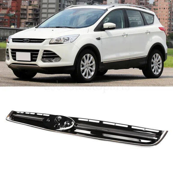 Black Front Upper Bumper Grille Grill W/ Chrome Molding for Ford Escape 2013-16
