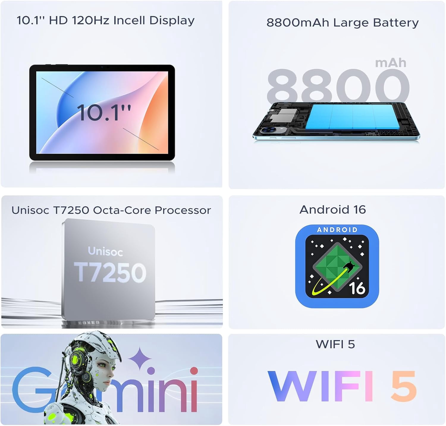 POCKAM P10PRO 10.1 Inch Tablet, Android 16 Tablets with 120Hz Display, 48GB+128GB/2TB, T7250 Octa-Core, 8800mAh, Widevine L1, Gemini AI, 13MP+5MP, 3.5mm Headphone, Tablet with keyboard, Pen