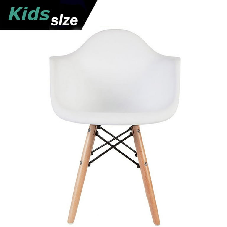 Homelala Toddler Kids Size White Modern Plastic Chair With Wood