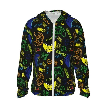 Sigee Game Play Print UPF50+ Men s Sun Protection Hoodie Shirt SPF UV Shirt Long Sleeve Fishing Outdoor Lightweight S-3XL