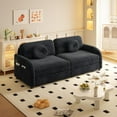 thumbnail image 4 of 65.4'' Pull Out Couch Bed Queen Size, Chenille Sleeper Sofa Daybed, 3 in 1 Convertible Couches, Futon Sofa with 2 Pillows, Storage Pockets, USB, Loveseat for Small Spaces, Living Room, Black, 4 of 9