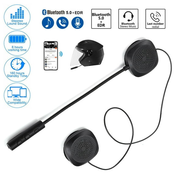 Motorcycle Bluetooth Helmet Headset, Bluetooth 5.0 Waterproof Wireless Helmet Headphone Communication Systems, Speakers Hands Free, Music Call Control, Automatic Answering, High Sound Quality System