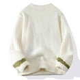 thumbnail image 4 of XUNKUSGA Mens Sweater Fashion Y2k Vintage Oversized Fall Sweaters Crewneck Long Sleeve Pullover Sweater Casual Color Block Knit Sweater M-3XL White, 4 of 5
