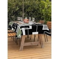 thumbnail image 2 of Sage Green Black Geometric Outdoor Tablecloth - 54x80 Inch Rectangle Dining Table Cover, Modern Abstract Art Block Waterproof Outdoor Table Cloth with Umbrella Hole & Zipper for Picnic/Patio/Party, 2 of 7