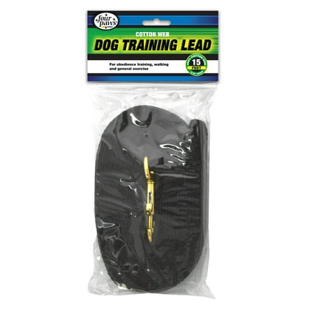 UPC: 0045663561154 | Four Paws Cotton Web Dog Lead Black 15 Feet