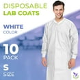 thumbnail image 2 of White Disposable Lab Coats, SMS 50 GSM Knee Length, 10 Count, Small, 2 of 7