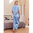 thumbnail image 3 of Conjunto de pijama Ekouaer de satén de seda para mujer azul claro, 3 of 7