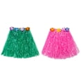 thumbnail image 3 of Falda elástica hawaiana de hierba Hula con disfraz de flores para fiesta, playa, baile, disfraces, multicolor, 2 juegos, 3 of 5
