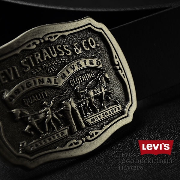 Levis Men's Leather Bridle Belt with Antiqued Removable Plaque Buckle