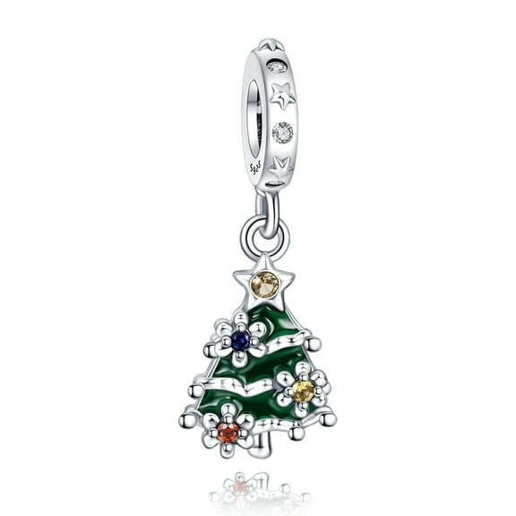 Erizteya 925 Sterling Silver Christmas Tree Charm for Bracelets & Necklaces
