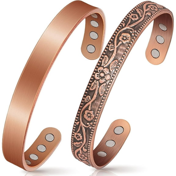 Wollet Copper Bracelets Set for Women, Magnetic Pure Copper Jewelry