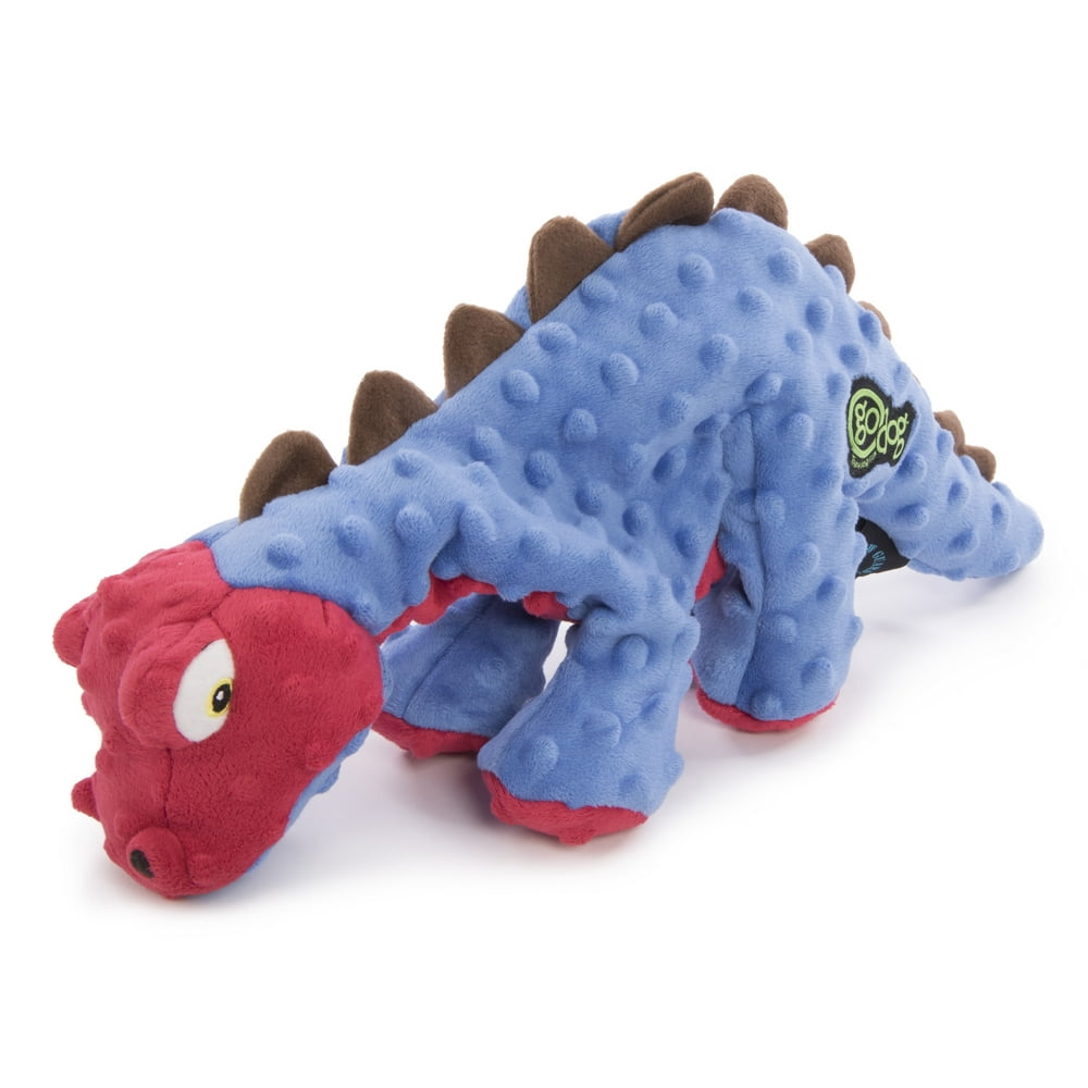 goDog Dinos Spike with Chew Guard Technology Squeaker Plush Dog Toys