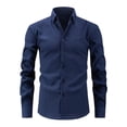 thumbnail image 2 of Zylanna Men's Button up Shirts, Striped Breathable Long Sleeve Turndown Collar Casual Shirts for Men Navy, 2 of 6