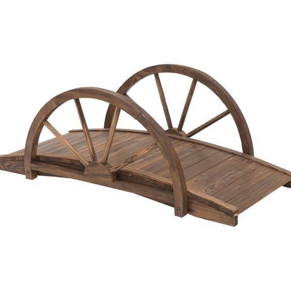 14.50in High Wooden Bridge | Natural Finish, Rot-resistant | Garden Landscape