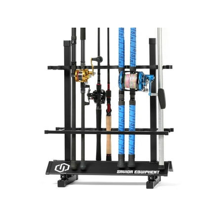 Savior Equipment Aluminum Fishing Rod Rack 24 Slot Carbon Black 24in x 28.25i