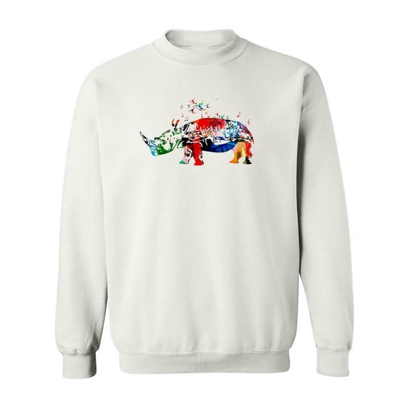 Colorful Rhino Design Sweatshirt Women -Image by Shutterstock, Female 5X-Large