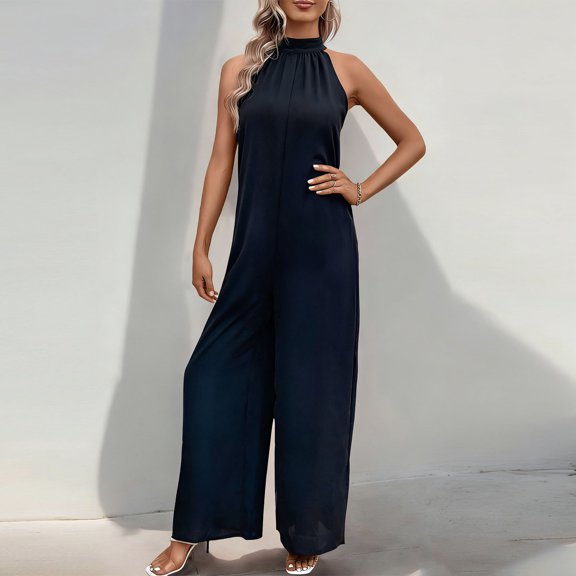 SEMPAI Women Ladies Summer Printing Sleeveless Loose Long Playsuits Rompers Jumpsuit