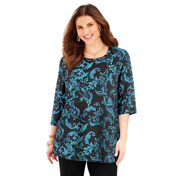Catherines Women's Plus Size Easy Fit 3/4-Sleeve Scoopneck Tunic