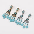 thumbnail image 4 of Boho Turquoise Chandelier Drop Earrings for Women Vintage Long Blue Birthstone Crystal Tassel Charms Statement Dangle Earring Lightweight Bohemian Ethnic Holiday Anniversary Jewelry, 4 of 11