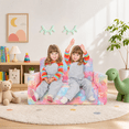 thumbnail image 3 of Kids Couch Toddler Chair Folding, Soft Couch 2 in 1 Kids Sofa Glow in The Dark Couch, Gifts Sleeper for Girls Boys - Pink Unicorn, 3 of 8