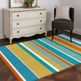 thumbnail image 4 of Blue Teal Orange Striped Area Rug 4x6 Washable Rug Non Slip Farmhouse Stripe Large Area Rug Indoor Floor Carpet for Entryway Bedroom Kitchen Living Room Home Office Dining Room Nursery, 4 of 8