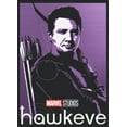 thumbnail image 2 of Women's Marvel Hawkeye Purple Portrait Racerback Tank Top Black Heather Small, 2 of 4