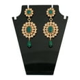 thumbnail image 4 of Sunsoul by Touchstone gold tone Indian bollywood faux Emerald dazzling bridal jewelry chandelier earrings for women, 4 of 5
