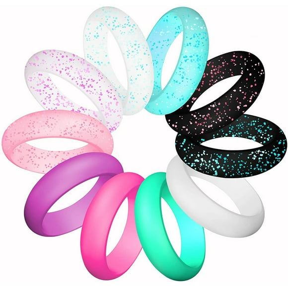 Silicone Wedding Ring for Women, Thin and Stackable Durable Rubber Safe Band for