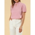 thumbnail image 6 of Allegra K Women's Keyhole Short Puff Sleeves Mock Neck Casual Blouses, 6 of 7
