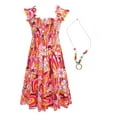 thumbnail image 2 of Jowowha Robe d'Été Décontractée Sans Manches à Fleurs pour Filles avec Collier pour Fête Rouge 150, 2 of 7