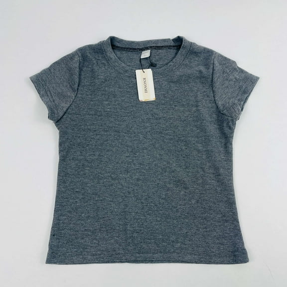 RNONMI Gray T Shirts for Women Casual Crew Neck Short Sleeve Tee Shirt Tops